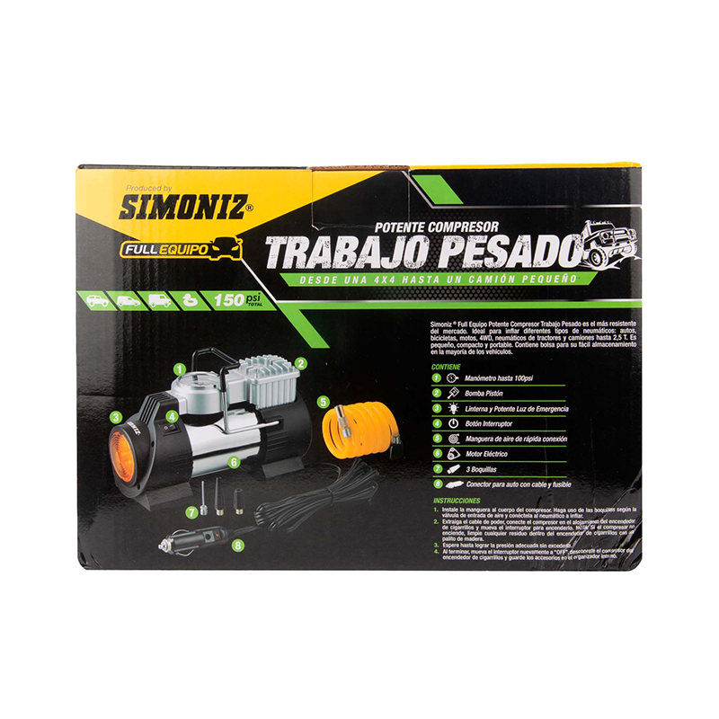 Compresor Simoniz Full E Trabajo Pesado 180W 12Vdc 150Psi - Negro - vista 1 - Simoniz