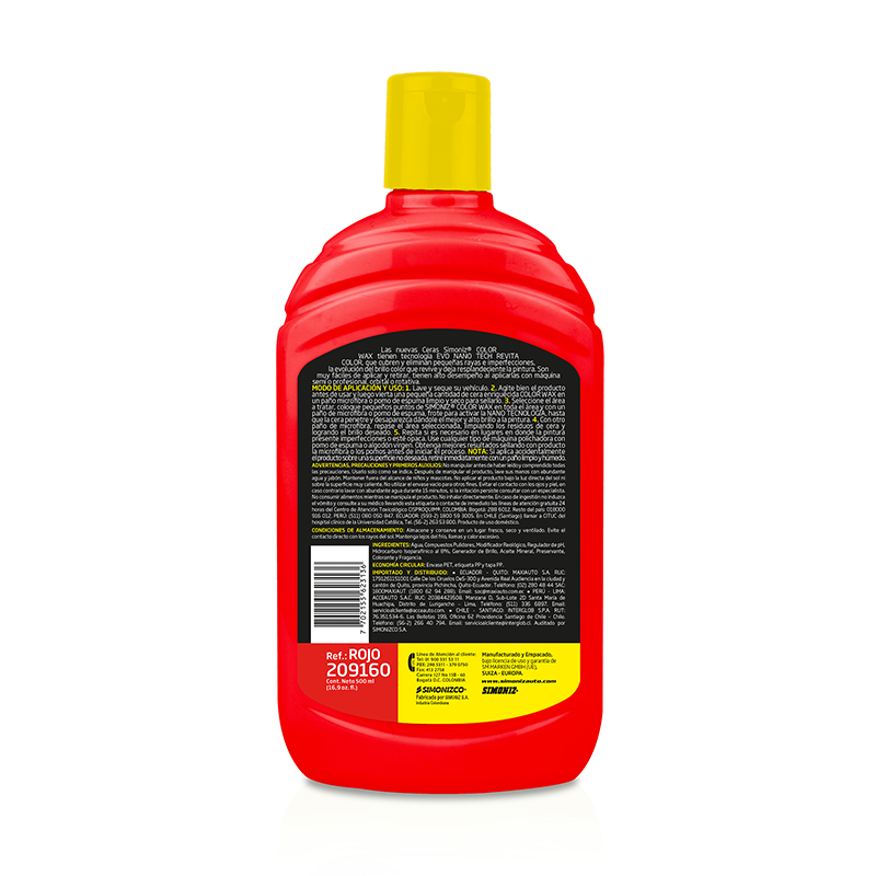 Cera Color Wax Simoniz Con Nano Tecnología Rojo 500Ml - vista 2 - Simoniz