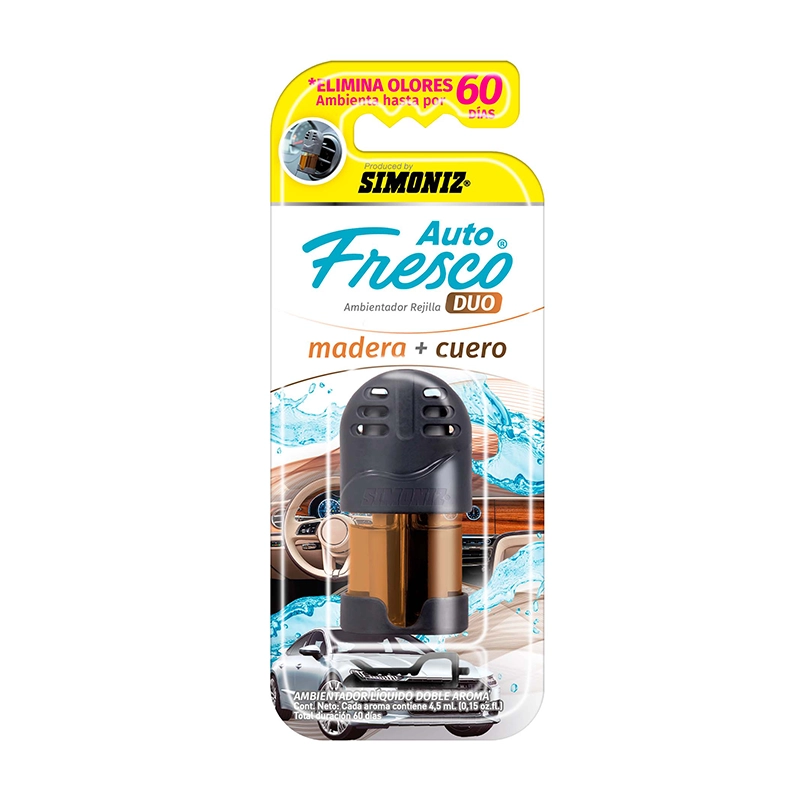 206750-1-Ambient_Duo_Auto_Fresco_Mad_Cuer_45_Ml-1.webp SIMONIZ AMBIENTADOR DOBLE AROMA KIWI - MANGO - Imagen 1