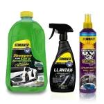Shampoo Cera Autobrillante 1900 ml + 100 ml, Llantax 500 ml, Protector UV3 300 ml Car Nuevo Sport