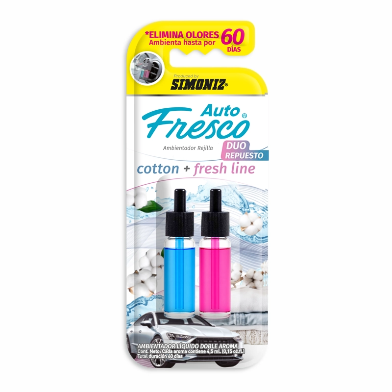 108984-1-Rptoambshick_Splash_X_2_Cotton_Fresh.webp Repuesto Ambientador Líquido Dúo Simoniz Auto Fresco 4,5ml - Imagen 1