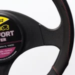 Forro Timón Microperforado Simoniz Full Equipo Costura Roja Negro - Imagen 2