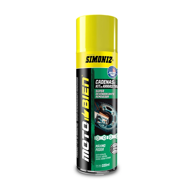 200914_01-Limp_Desengrasante_Cadenas_220ML_Mb.webp DESENGRASANTE CADENAS Y KIT DE ARRASTRE MOTO BIEN SIMONIZ 220 ML - Imagen 1